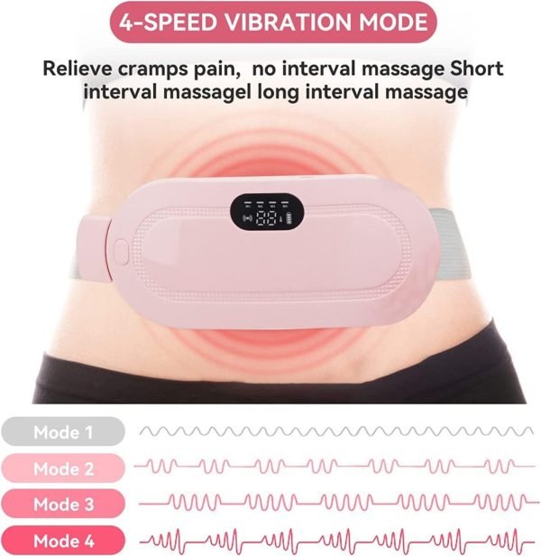 Period Pain Relief Belt | Portable Heating Massager – 3 Heat, 4 Modes