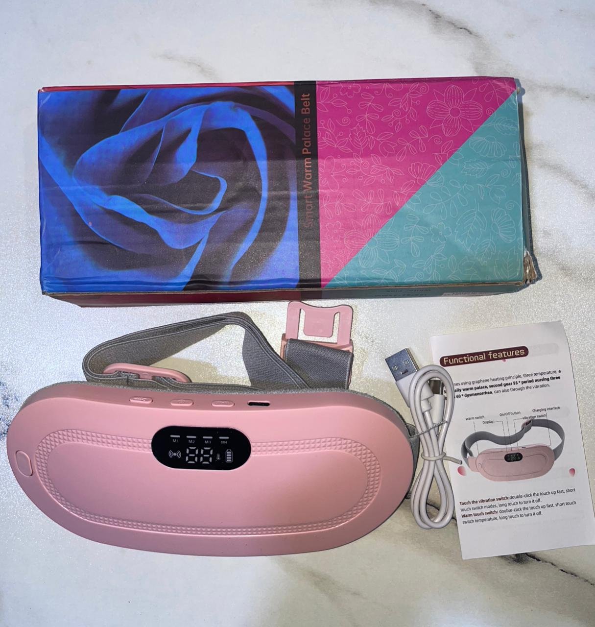 Period Pain Relief Belt | Portable Heating Massager – 3 Heat, 4 Modes