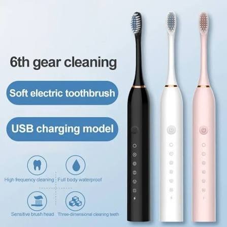 Rechargeable Electric Toothbrush with 2 Extra Heads – USB Charging Whitening Toothbrush for Complete Oral Care