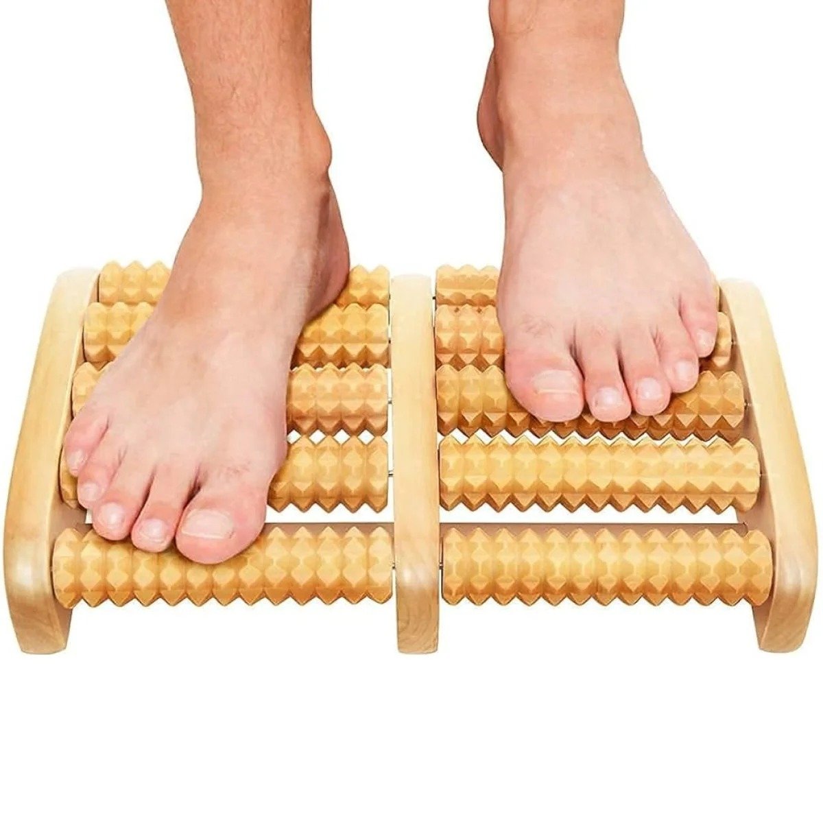 Traditional Wooden Foot Roller Massager – Natural Wood Design for Stress Relief & Blood Circulation