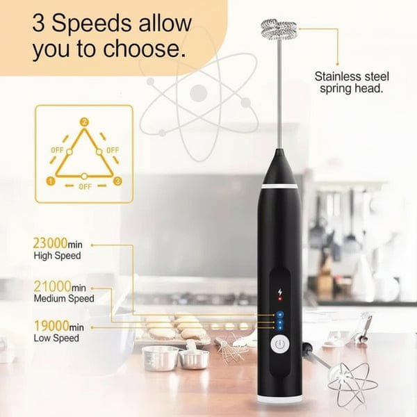 2-in-1 Electric Milk Frother & Egg Whisk – USB Rechargeable Handheld Coffee Beater for Versatile Kitchen Mixing